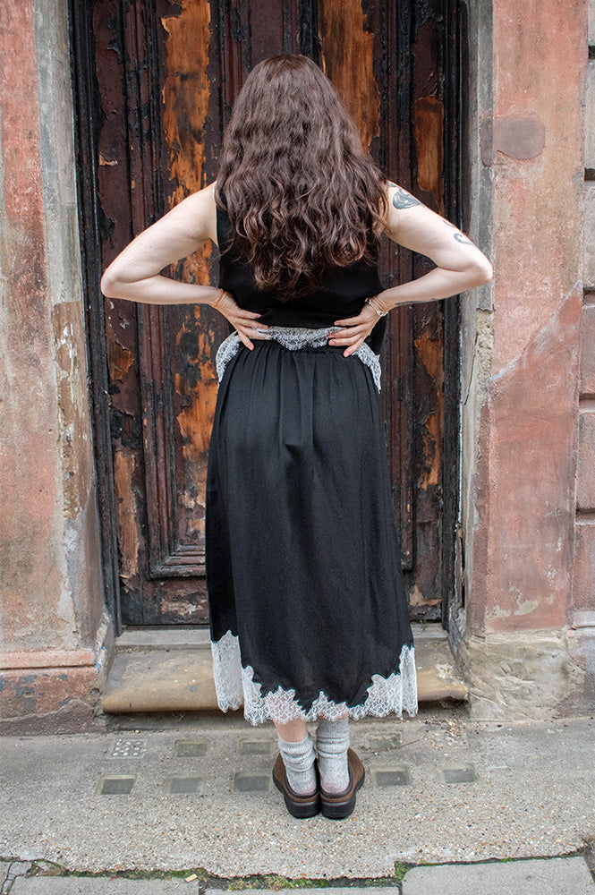 Object Dalme Black and White Lace Skirt - The Mercantile London