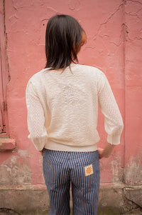 Yerse Pointelle White Knitted Top - The Mercantile London