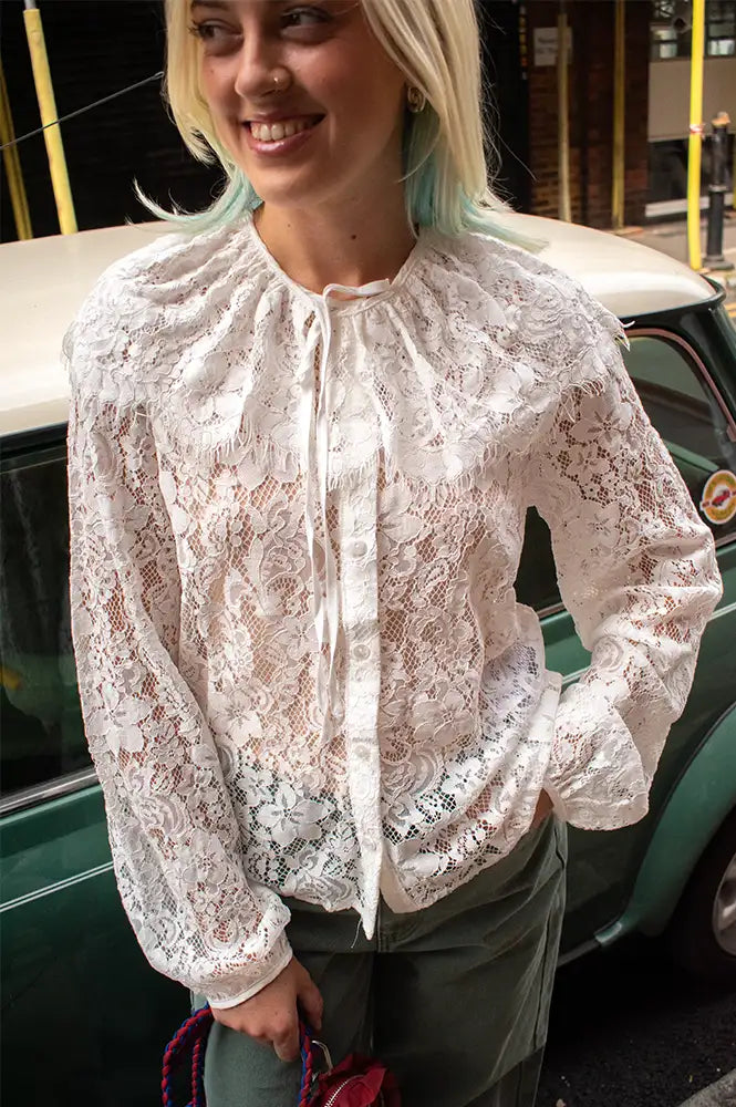 Object Laney Cloud Dancer Lace Blouse