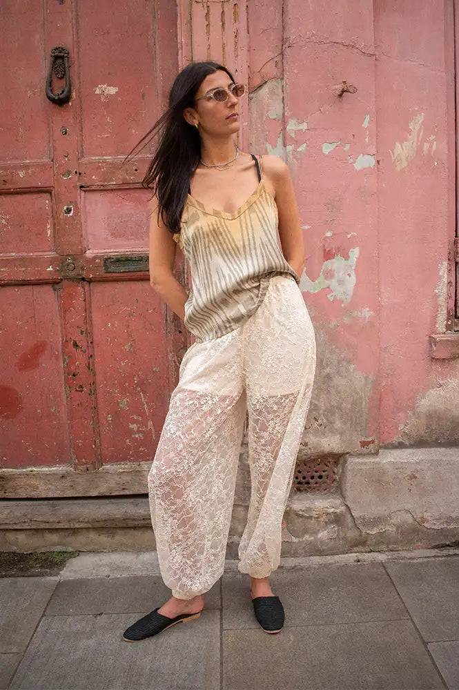 ICHI Xelva Birch Lace Trousers - The Mercantile London