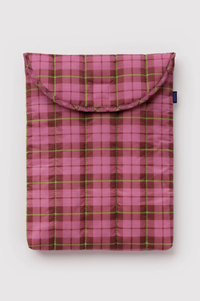 Baggu Puffy Azalea Pink Tartan Lunch Bag