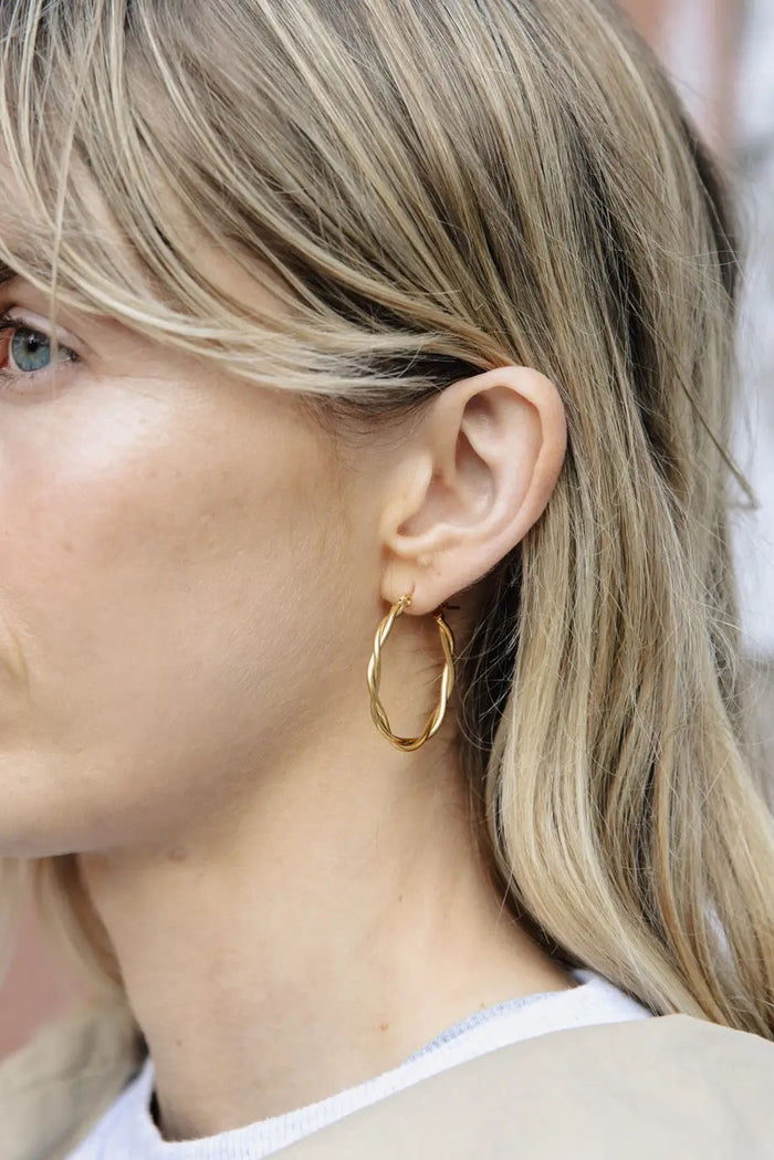 Nordic Muse Large Entwined Latch Hoop Earrings - The Mercantile London