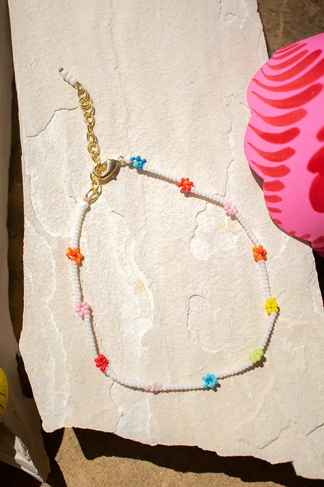 Flower Seed Bead Anklet