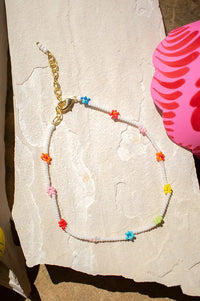 Flower Seed Bead Anklet
