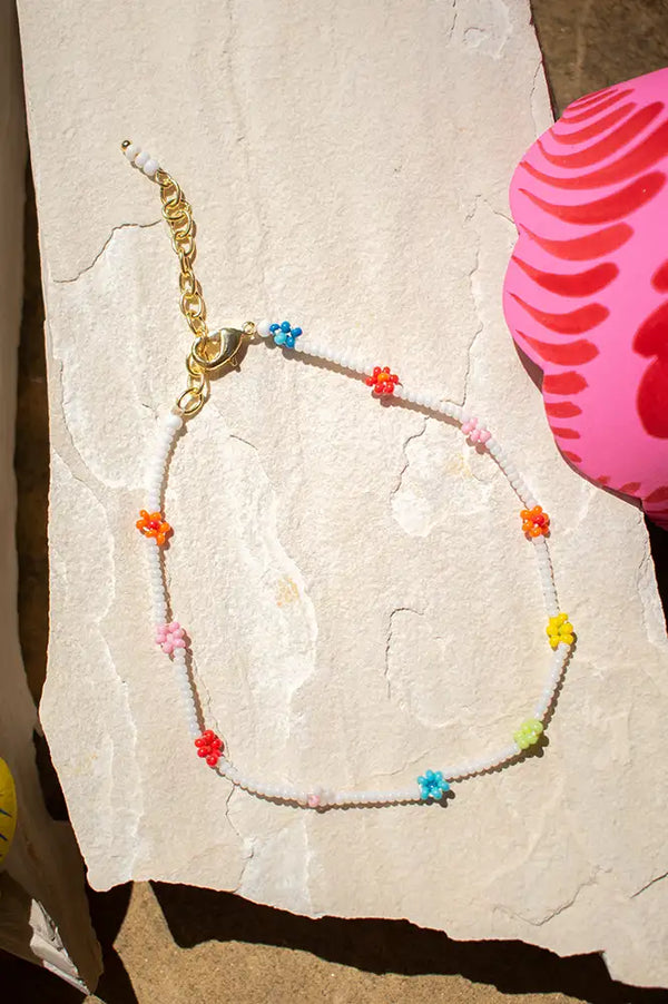 Flower Seed Bead Anklet