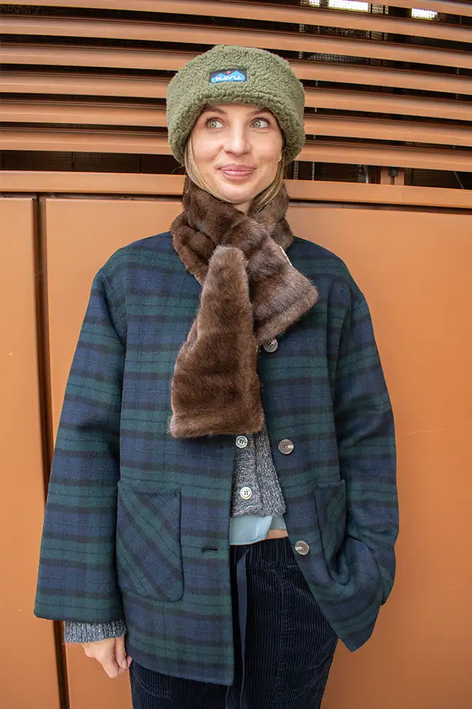 Fransa Fura Brown Fur Scarf