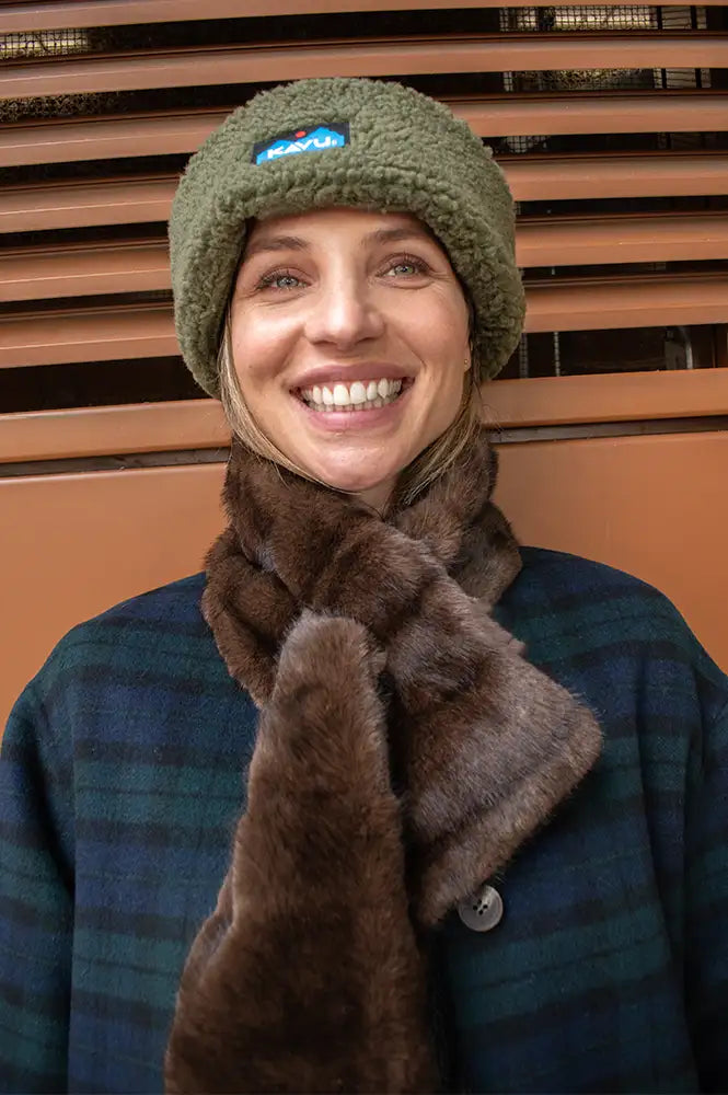 Fransa Fura Brown Fur Scarf