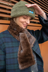 Fransa Fura Brown Fur Scarf