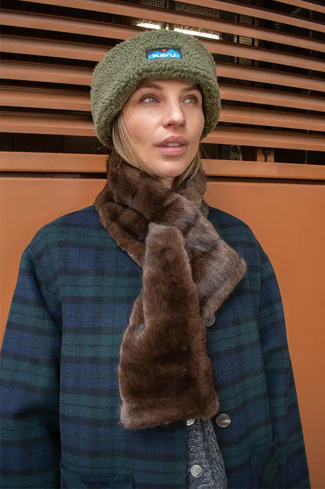 Fransa Fura Brown Fur Scarf