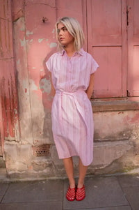 Lolly's Laundry Bey Lilac Stripe Shirt Dress - The Mercantile London