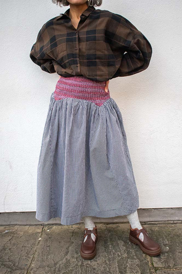 Damson Madder Layla Gingham Midi Skirt - The Mercantile London