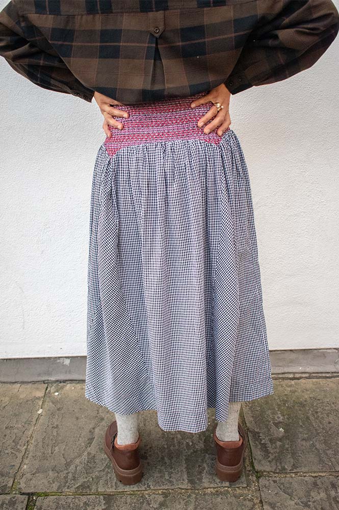 Damson Madder Layla Gingham Midi Skirt - The Mercantile London
