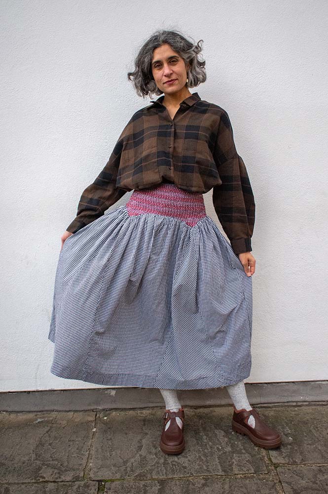 Damson Madder Layla Gingham Midi Skirt - The Mercantile London