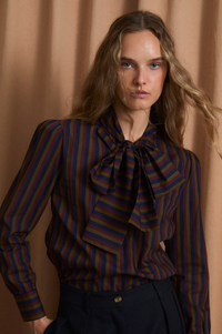 Sophie + Lucie Lazo Trio Burgundy Stripe Blouse