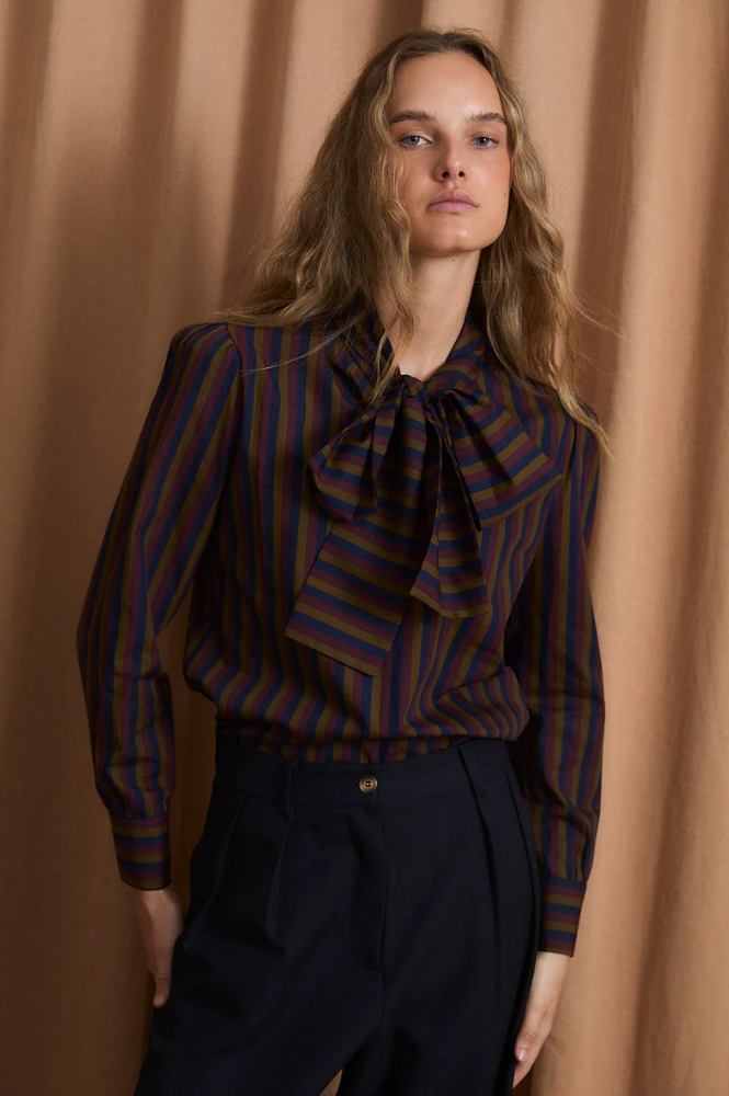 Sophie + Lucie Lazo Trio Burgundy Stripe Blouse