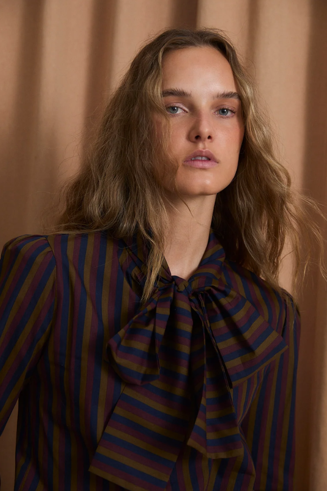 Sophie + Lucie Lazo Trio Burgundy Stripe Blouse