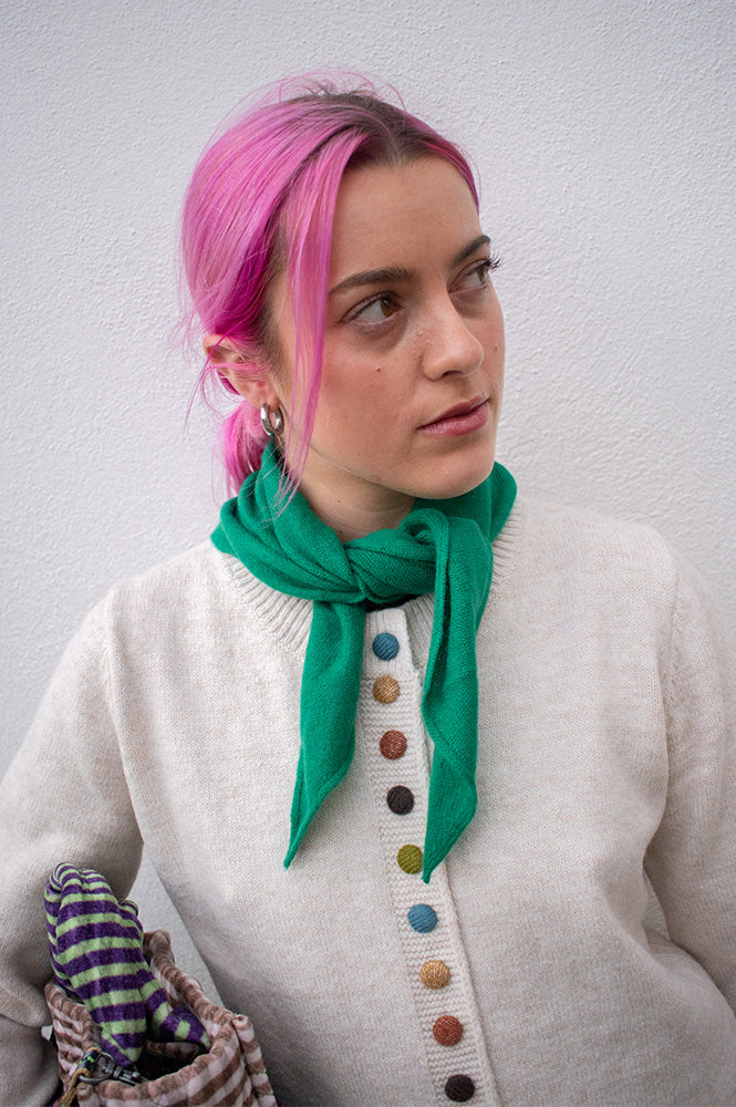 Le Bon Shoppe Cashmere Kelly Green Bandana - The Mercantile London