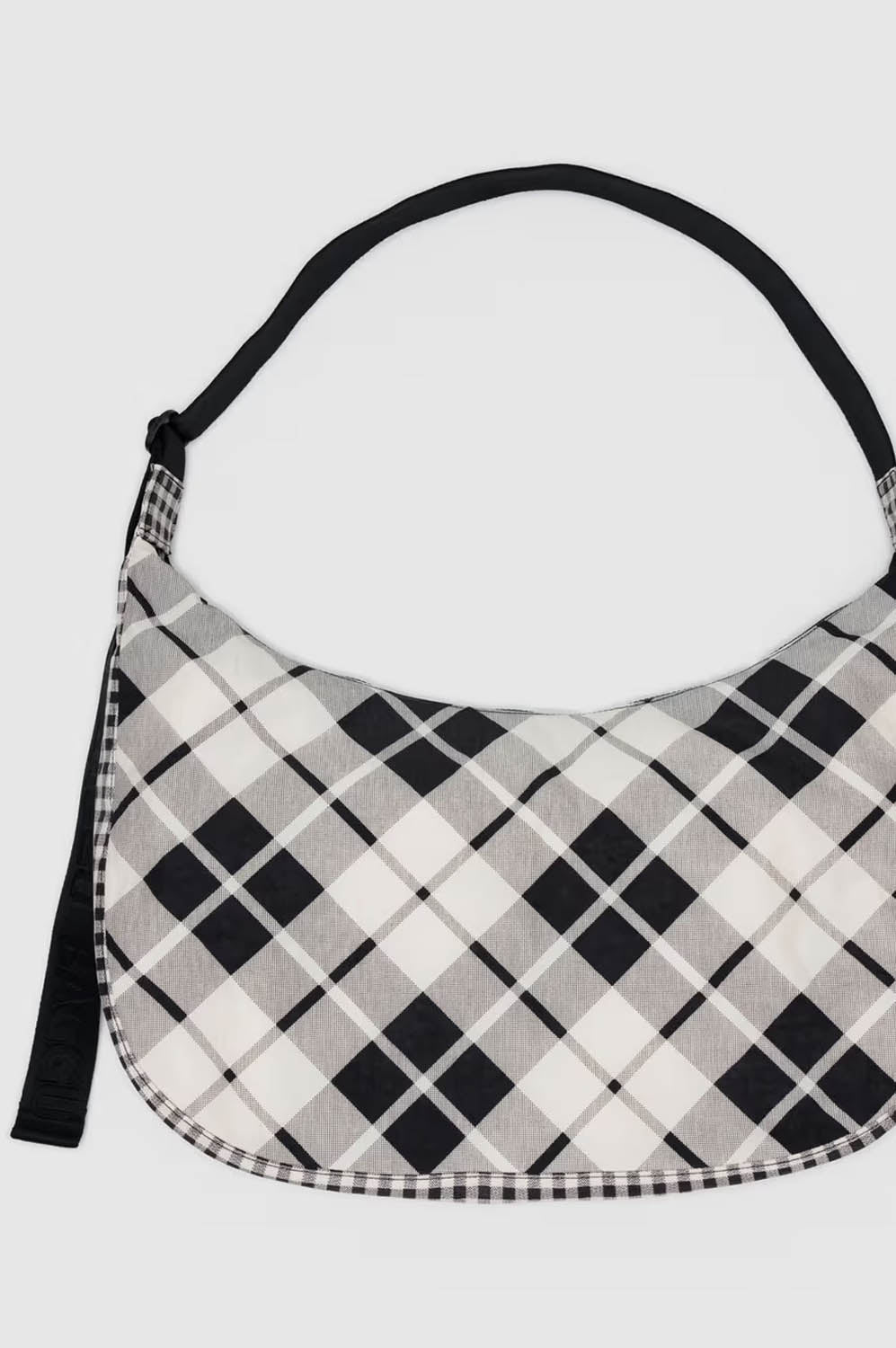 Baggu Large Nylon Crescent Mixed Plaid Bag - The Mercantile London
