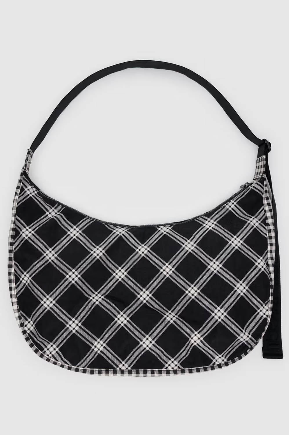 Baggu Large Nylon Crescent Mixed Plaid Bag - The Mercantile London
