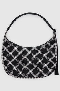 Baggu Large Nylon Crescent Mixed Plaid Bag - The Mercantile London