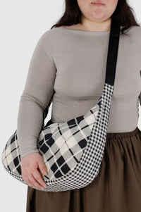 Baggu Large Nylon Crescent Mixed Plaid Bag - The Mercantile London