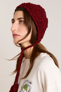 Damson Madder Burgundy Crochet Bonnet