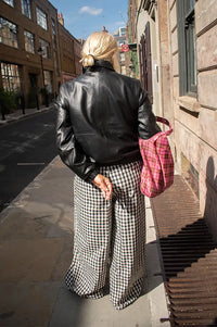 Yerse Black Leather Bomber Jacket