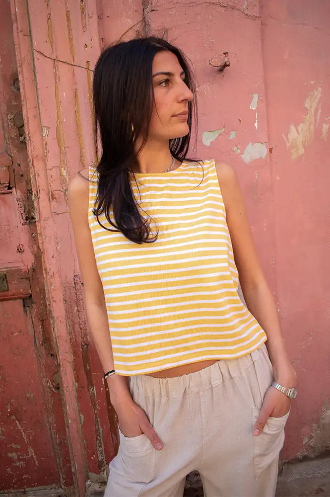 Bibico Alma Lemon Striped Tank Top