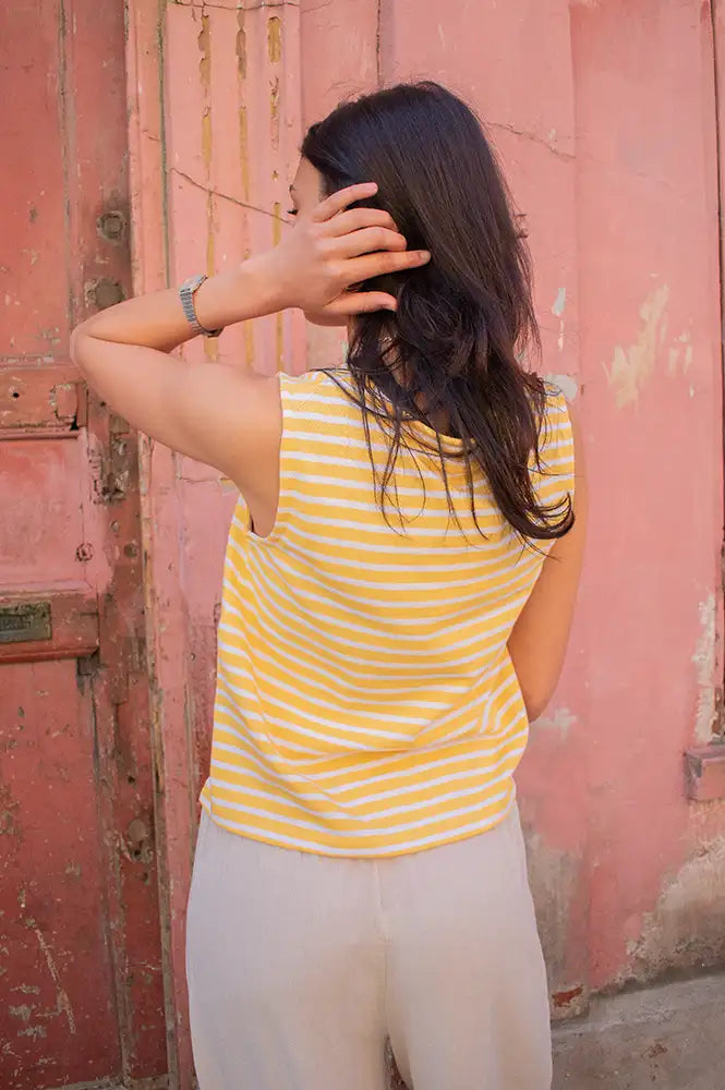 Bibico Alma Lemon Striped Tank Top