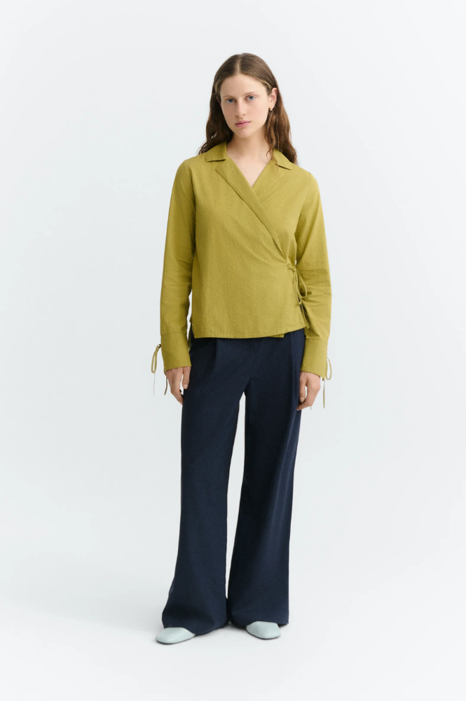 Thinking Mu Pistachio Seesucker Lenie Blouse