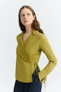 Thinking Mu Pistachio Seesucker Lenie Blouse