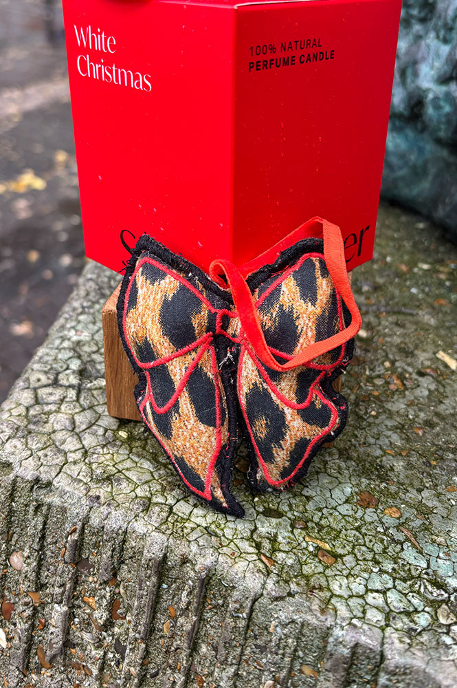 Damson Madder Leopard Bow Decoration