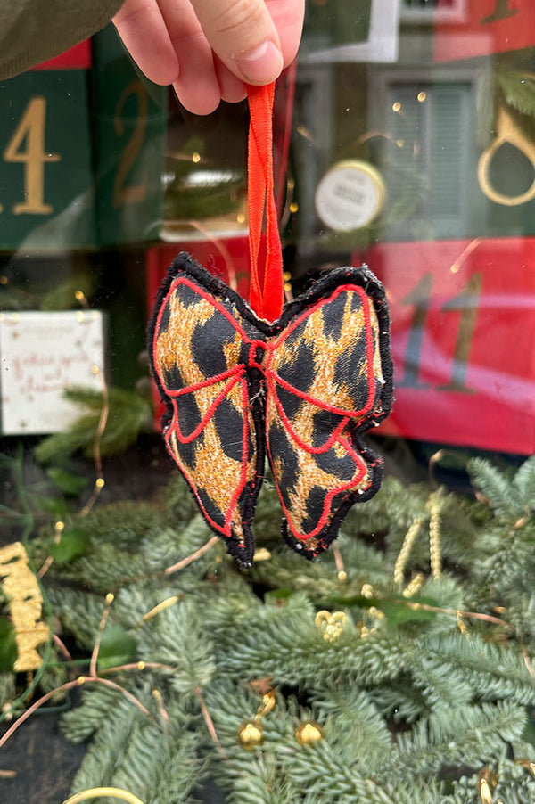 Damson Madder Leopard Bow Decoration