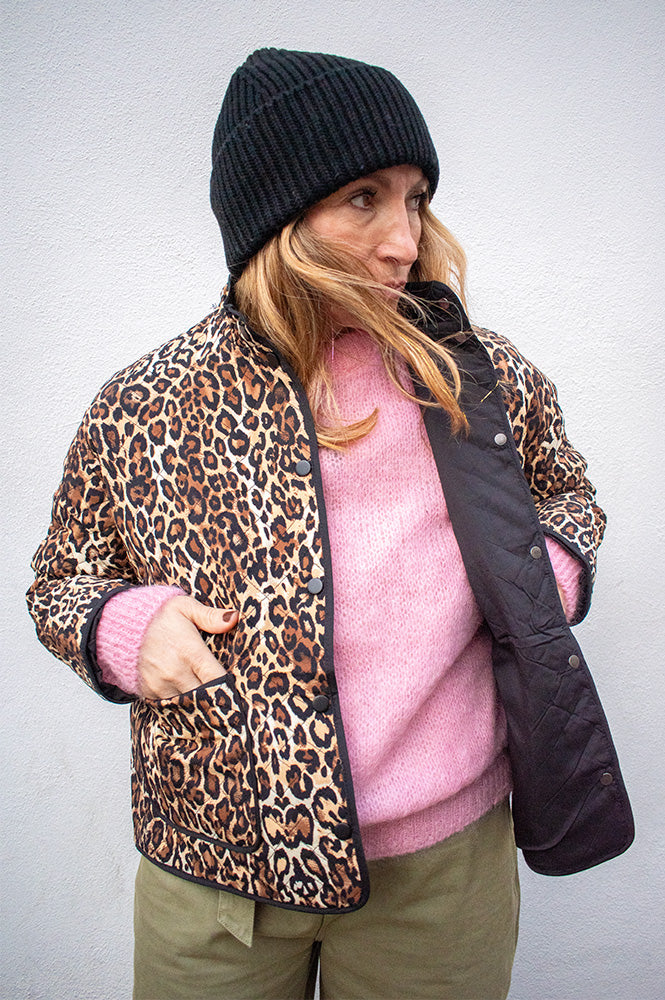 ICHI Livanta Leopard Quilted Jacket