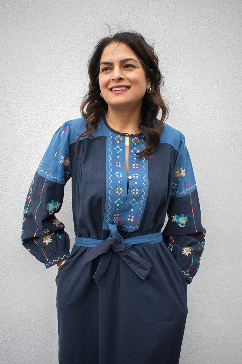 Leon & Harper Ruoki Blue Dress - The Mercantile London