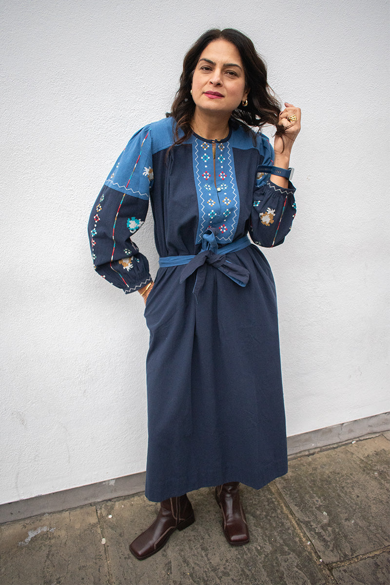 Leon & Harper Ruoki Blue Dress - The Mercantile London