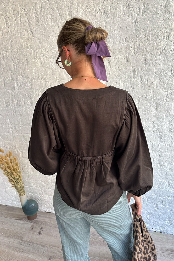 Leon & Harper Corry Mocha Cord Blouse - The Mercantile London