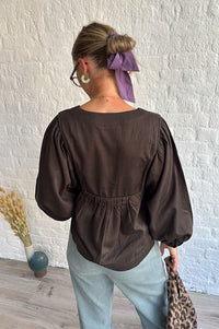 Leon & Harper Corry Mocha Cord Blouse - The Mercantile London