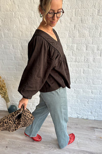Leon & Harper Corry Mocha Cord Blouse - The Mercantile London