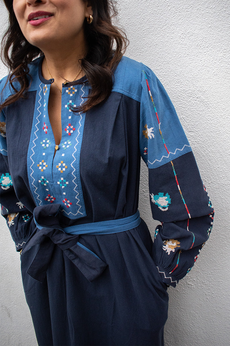 Leon & Harper Ruoki Blue Dress - The Mercantile London