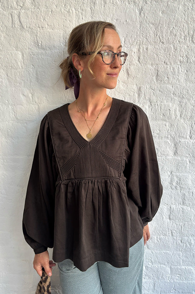 Leon & Harper Corry Mocha Cord Blouse - The Mercantile London