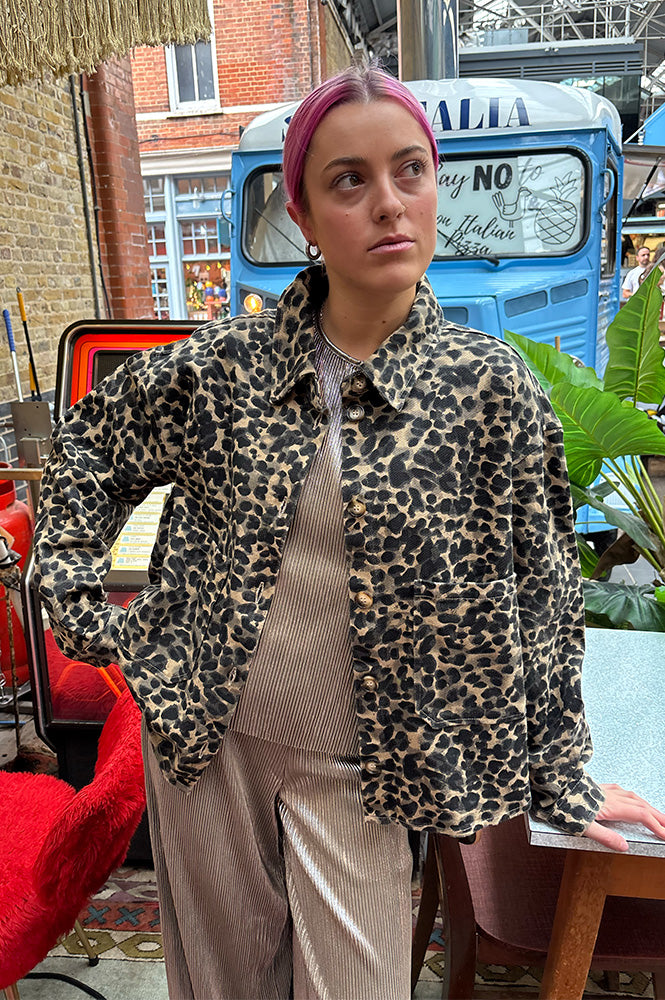 ICHI Harlow Leopard Print Jacket - The Mercantile London