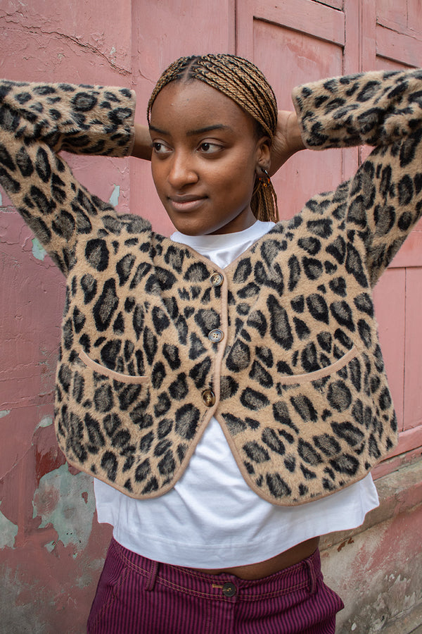 FRNCH Begonia Leopard Print Cardigan - The Mercantile London