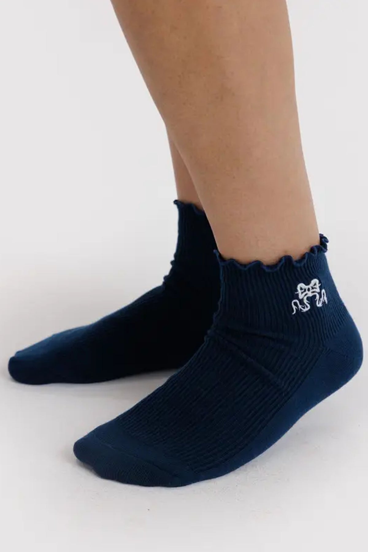 Baggu Set of 2 Mahogany & Navy Frill Socks - The Mercantile London