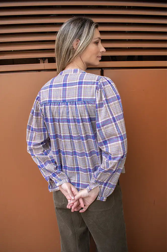 Garance Ketty Violet Check Blouse