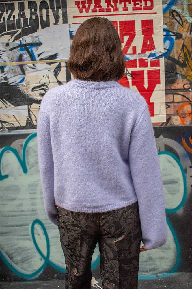 Object Saggia Knit Baby Lavender Knit Cardigan - The Mercantile London