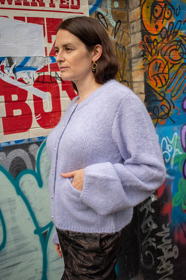 Object Saggia Knit Baby Lavender Knit Cardigan - The Mercantile London