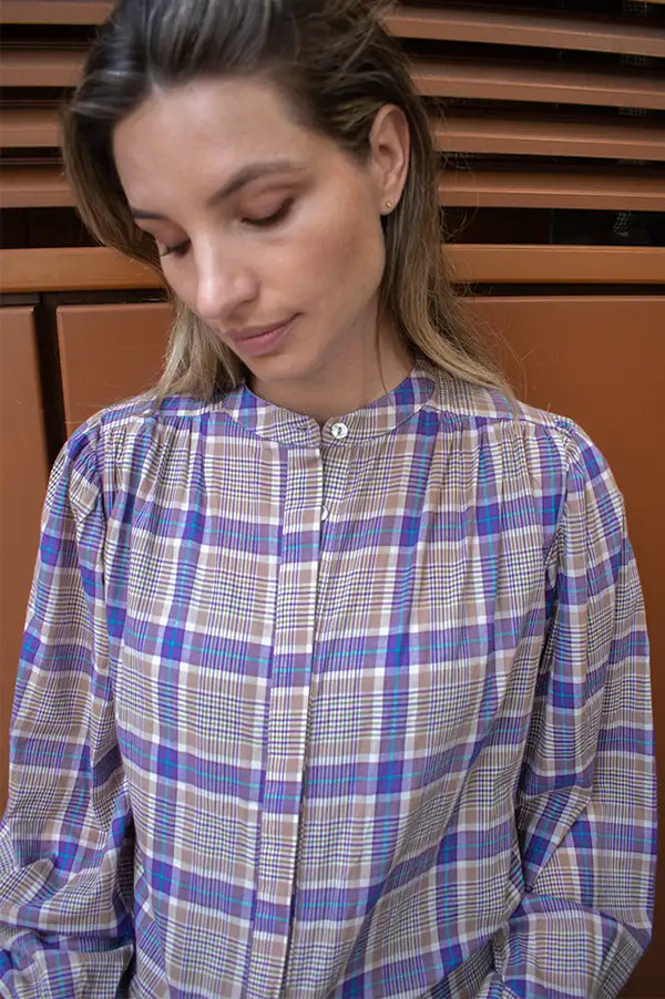 Garance Ketty Violet Check Blouse