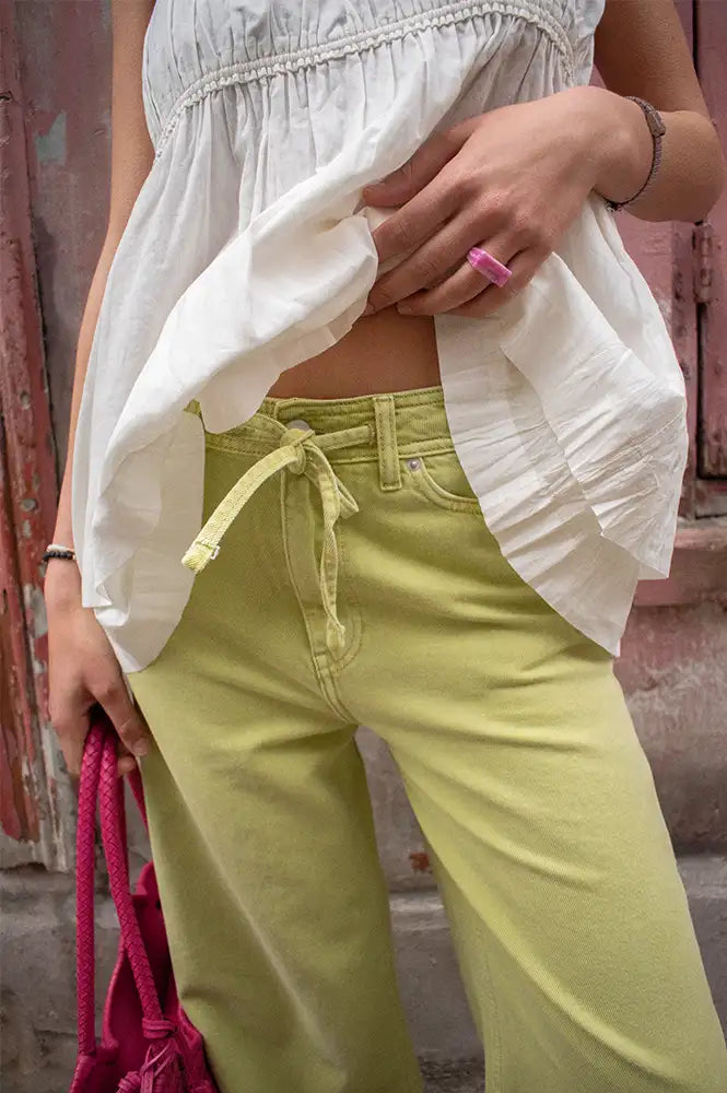 ICHI Mijalla Lilly Green Jeans - The Mercantile London