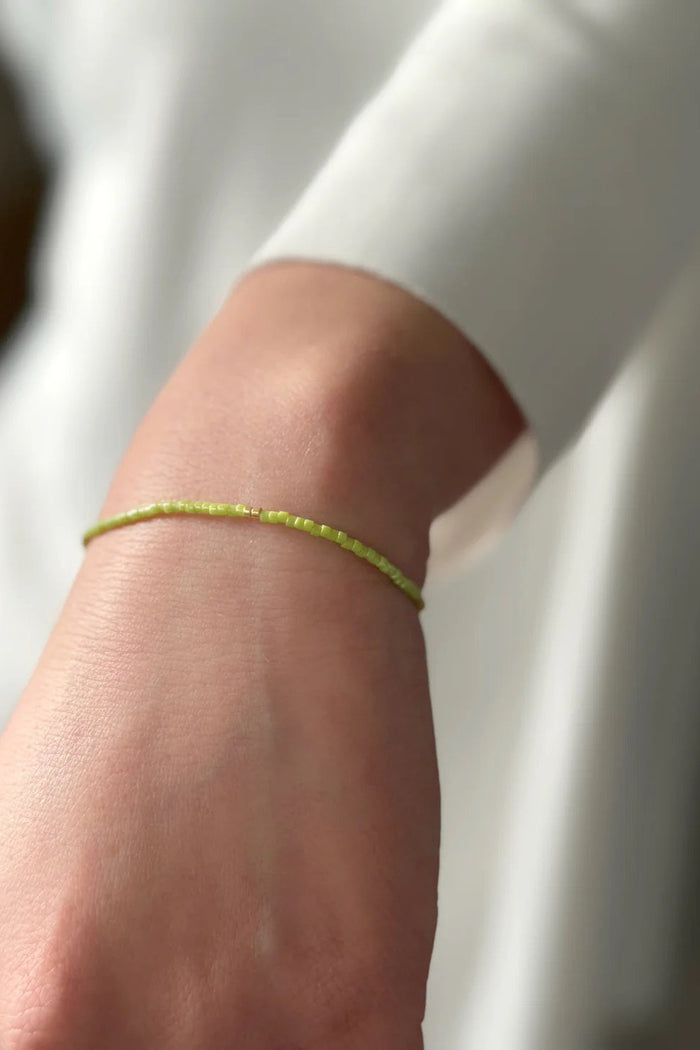MAAS Muse Glass Miyuki Bead Lime Bracelet - The Mercantile London
